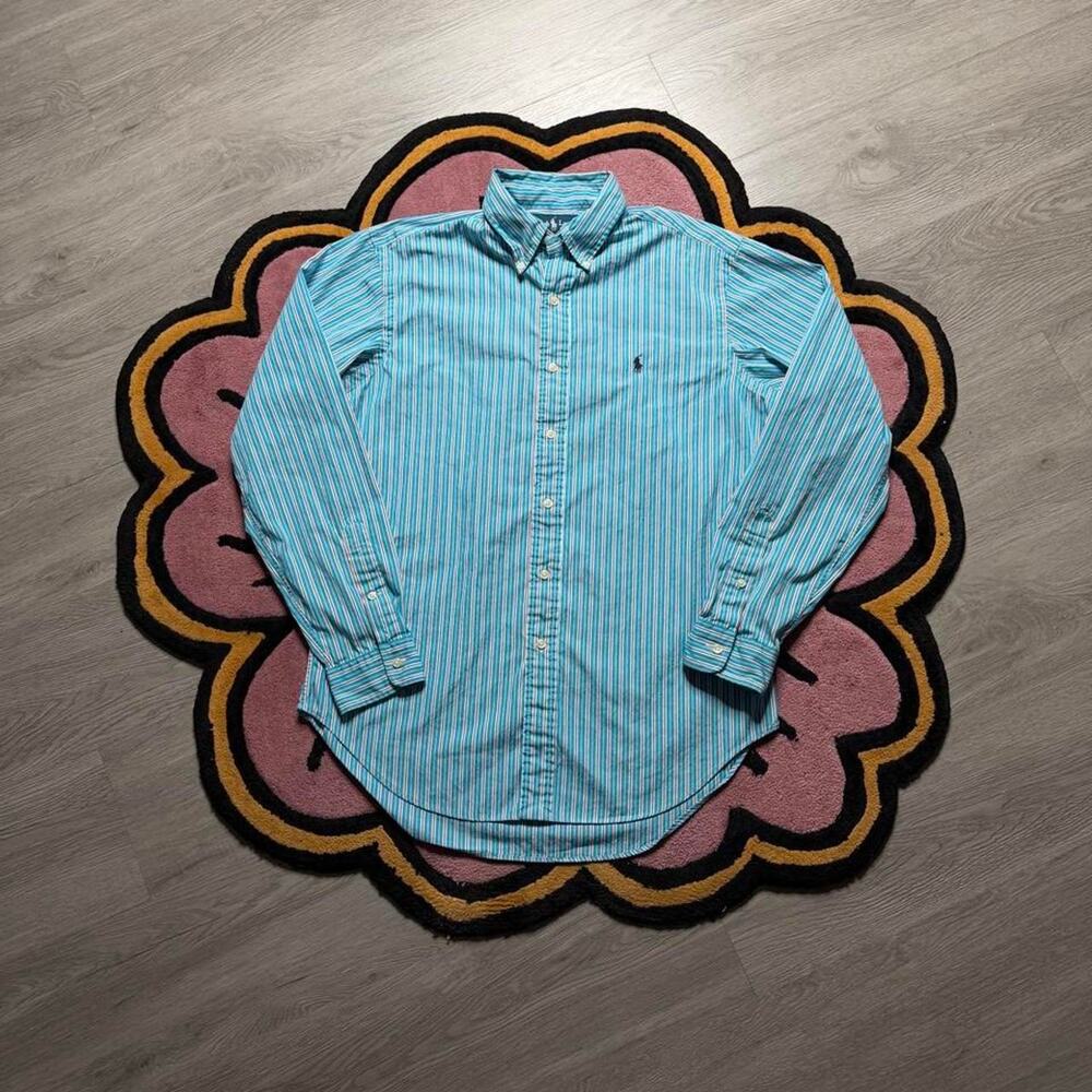 Polo Ralph Lauren Striped Embroidered Classic Fit Button Up Shirt Medium